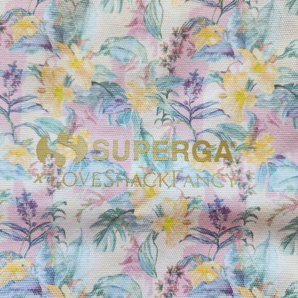 Superga X LoveShackFancy Floral Canvas Tote Bag Pink Tropical Feminine Cute - Picture 4 of 9